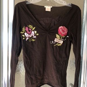 Love and Peace embroidery top